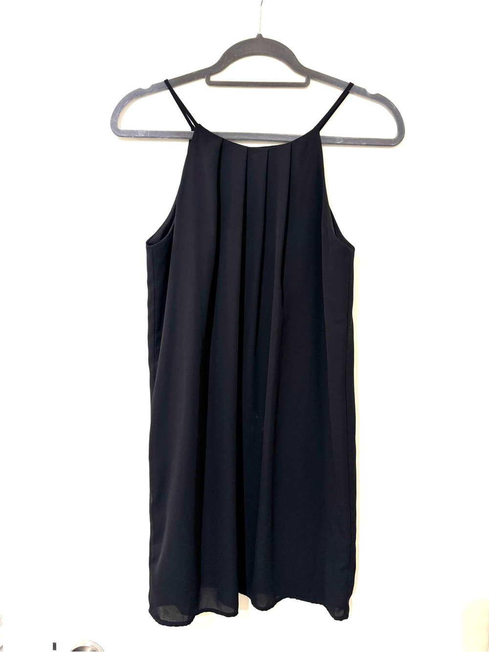 Monteau Black Pleated Halter Mini Dress
